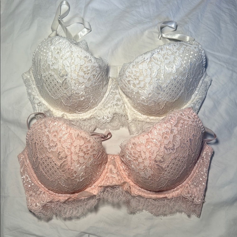H&M Lace Bra Set - Cream and Pink (NWOT)
